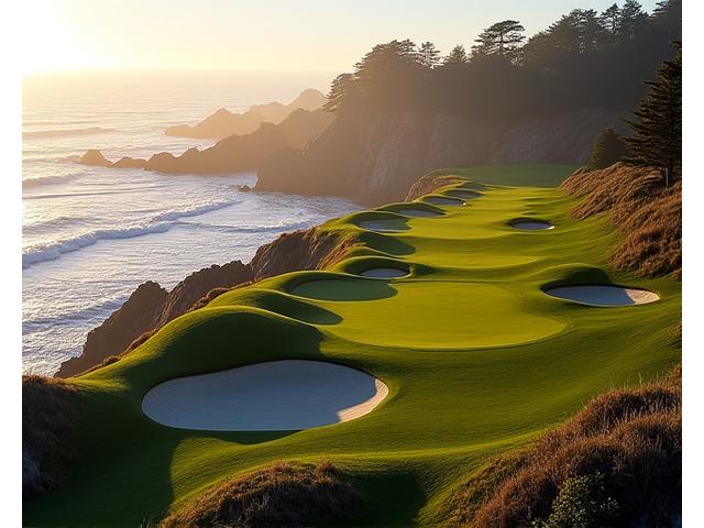 Pristine oceanfront golf course at Pebble Beach, California
