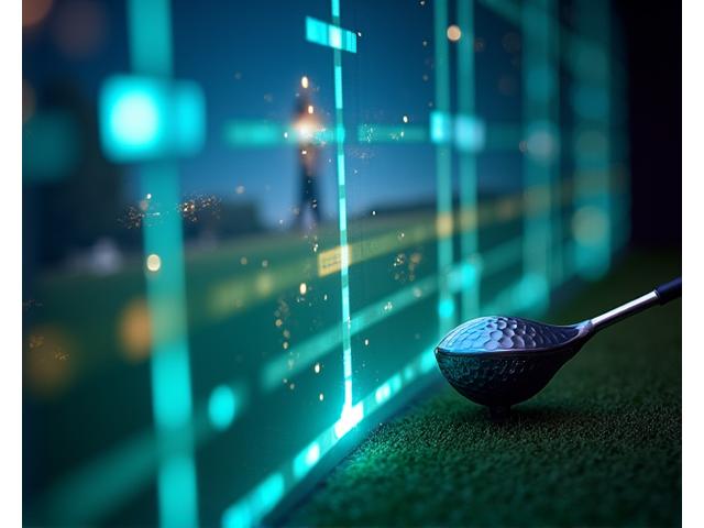 Golfer receiving real-time data feedback from advanced swing analysis technology