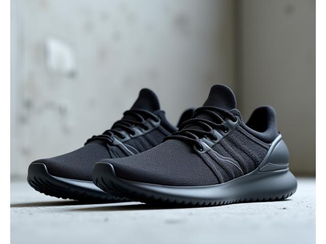 A pair of sleek, modern athletic training shoes with responsive cushioning and a minimalist design, ready for high-intensity workouts.